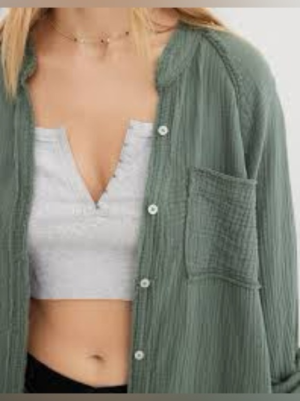 Aerie textured cover up shirt top